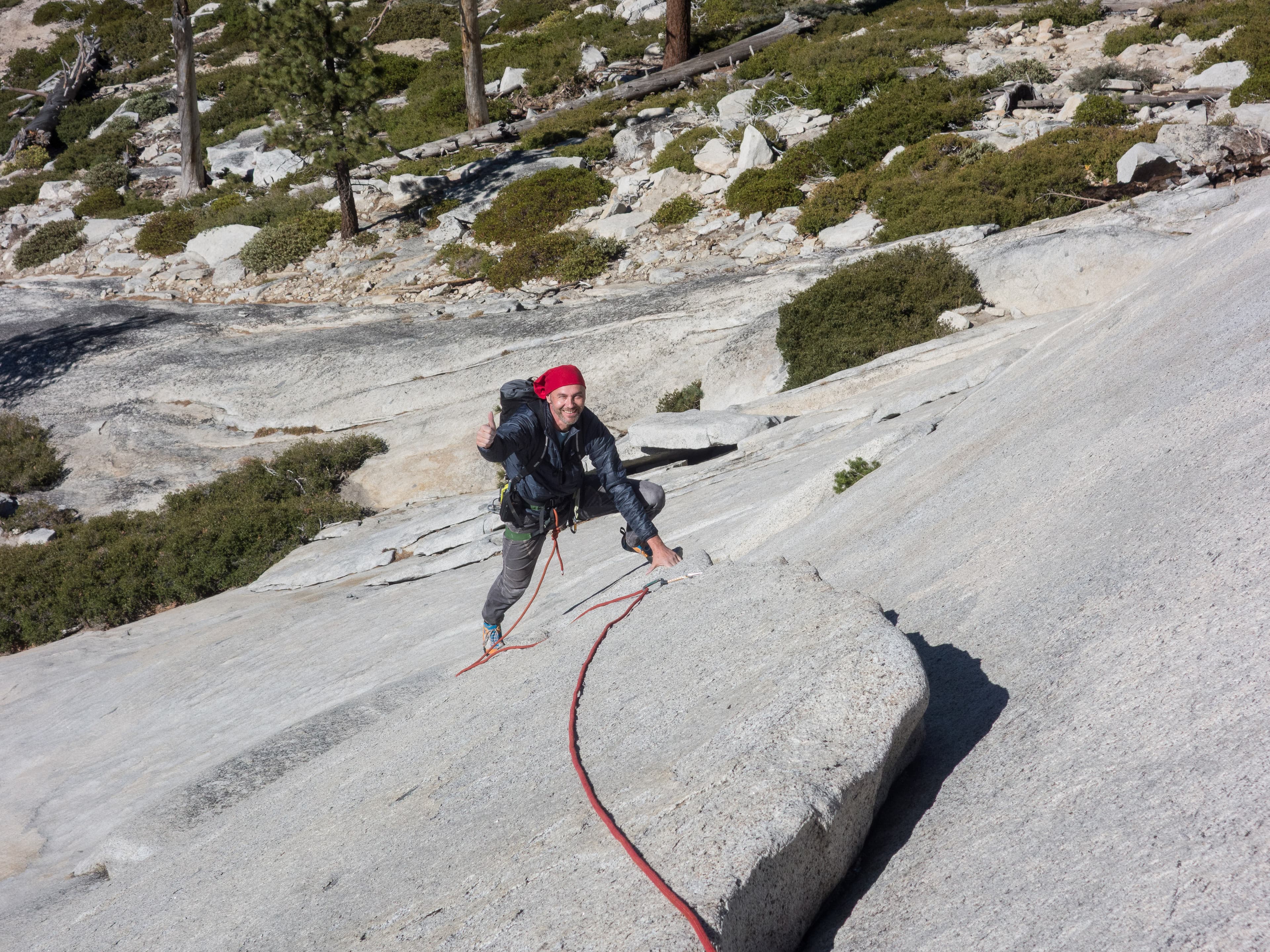 climbing Snake Dike on Half Dome Yosemite