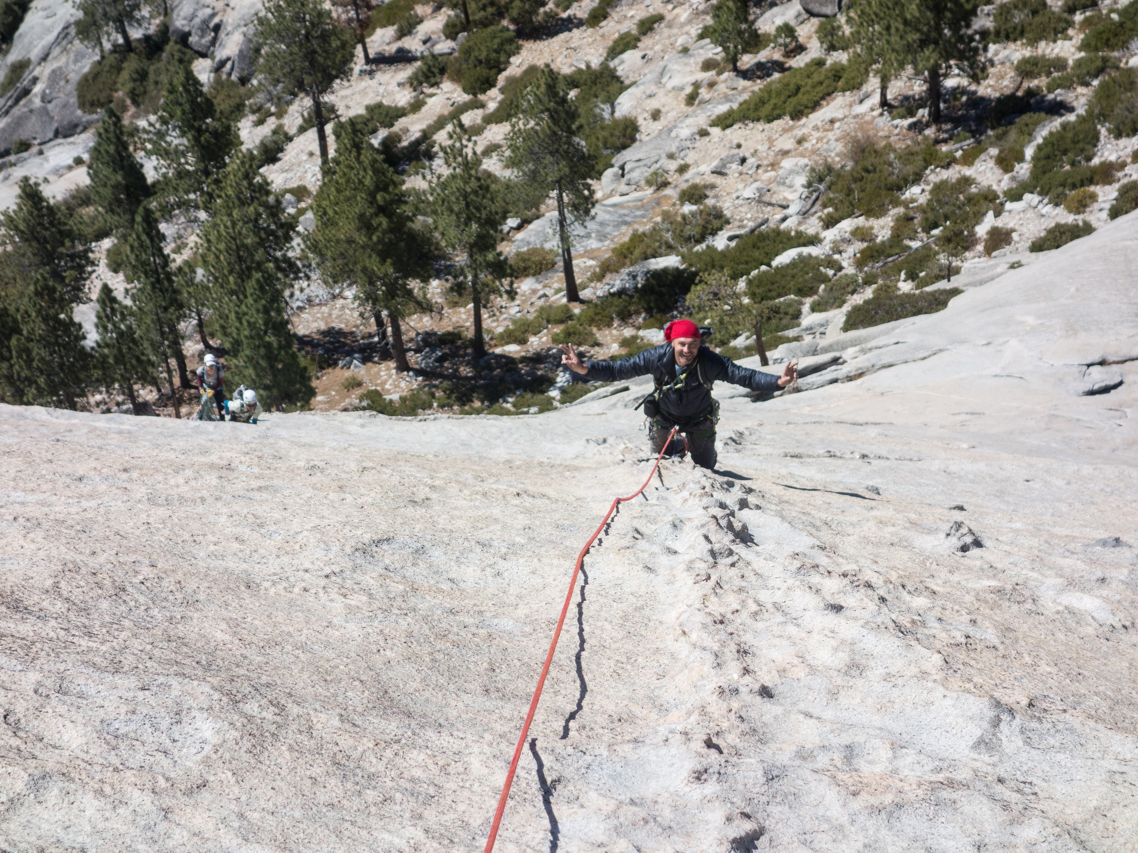 climbing Snake Dike on Half Dome Yosemite