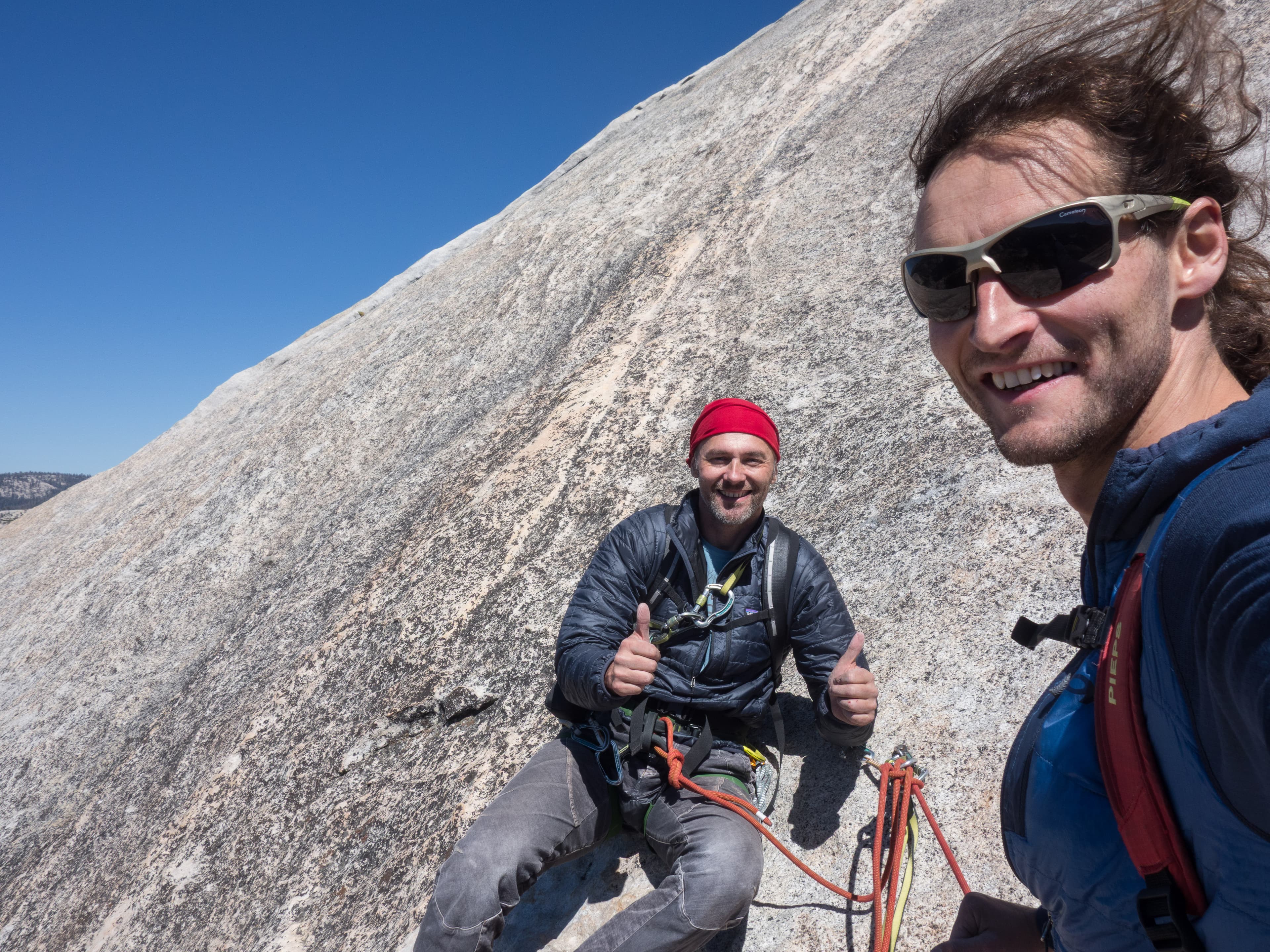 climbing Snake Dike on Half Dome Yosemite