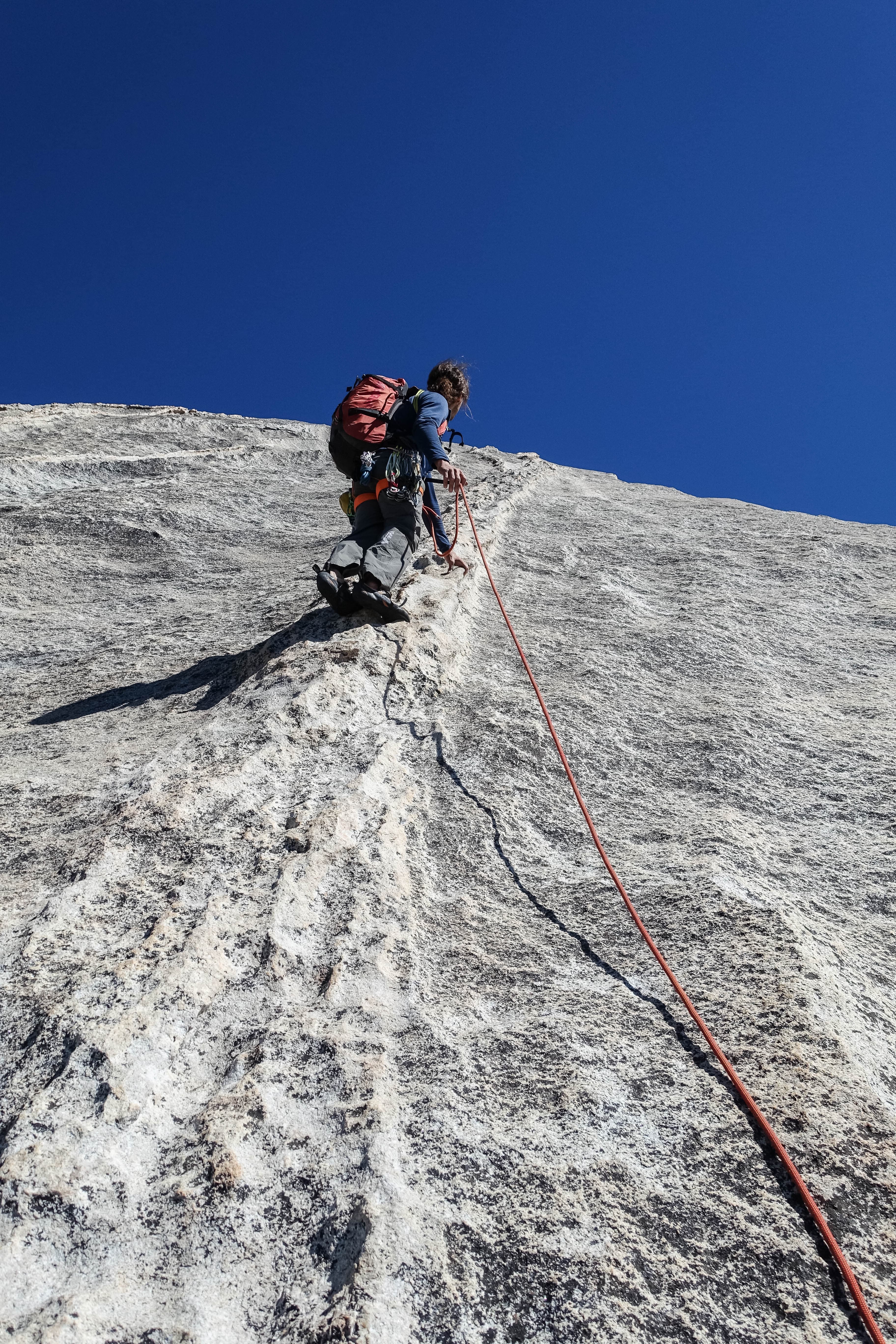 climbing Snake Dike on Half Dome Yosemite
