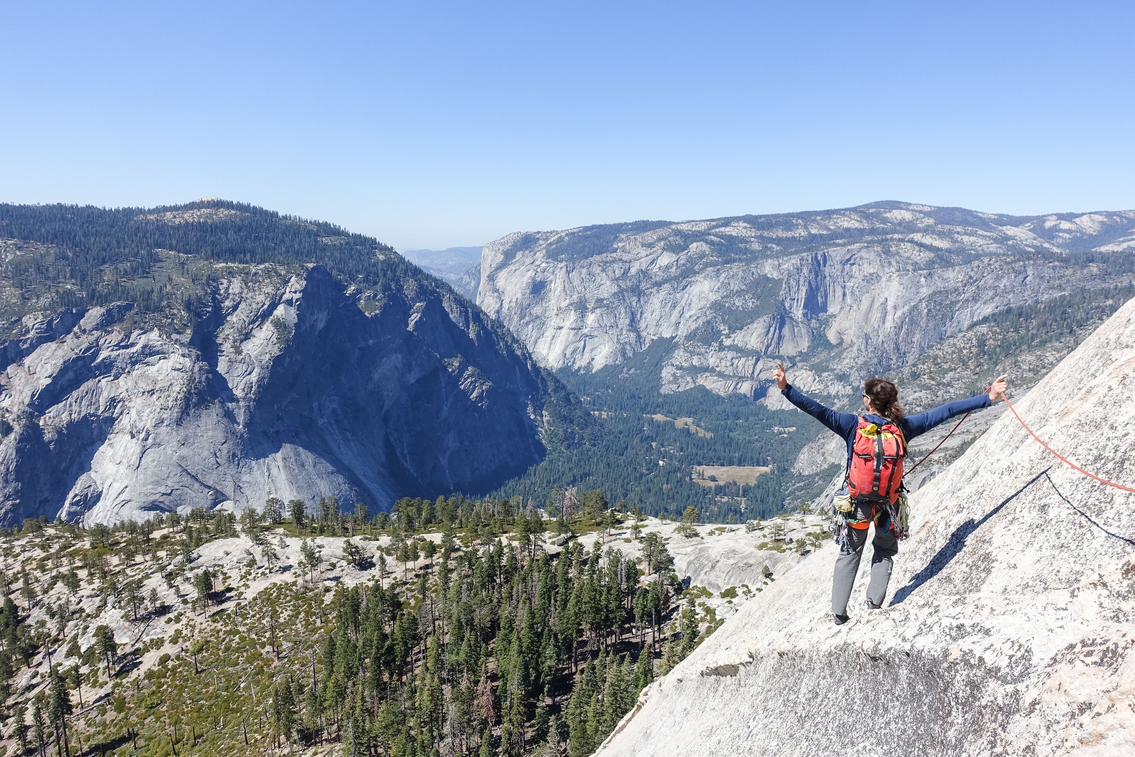 climbing Snake Dike on Half Dome Yosemite
