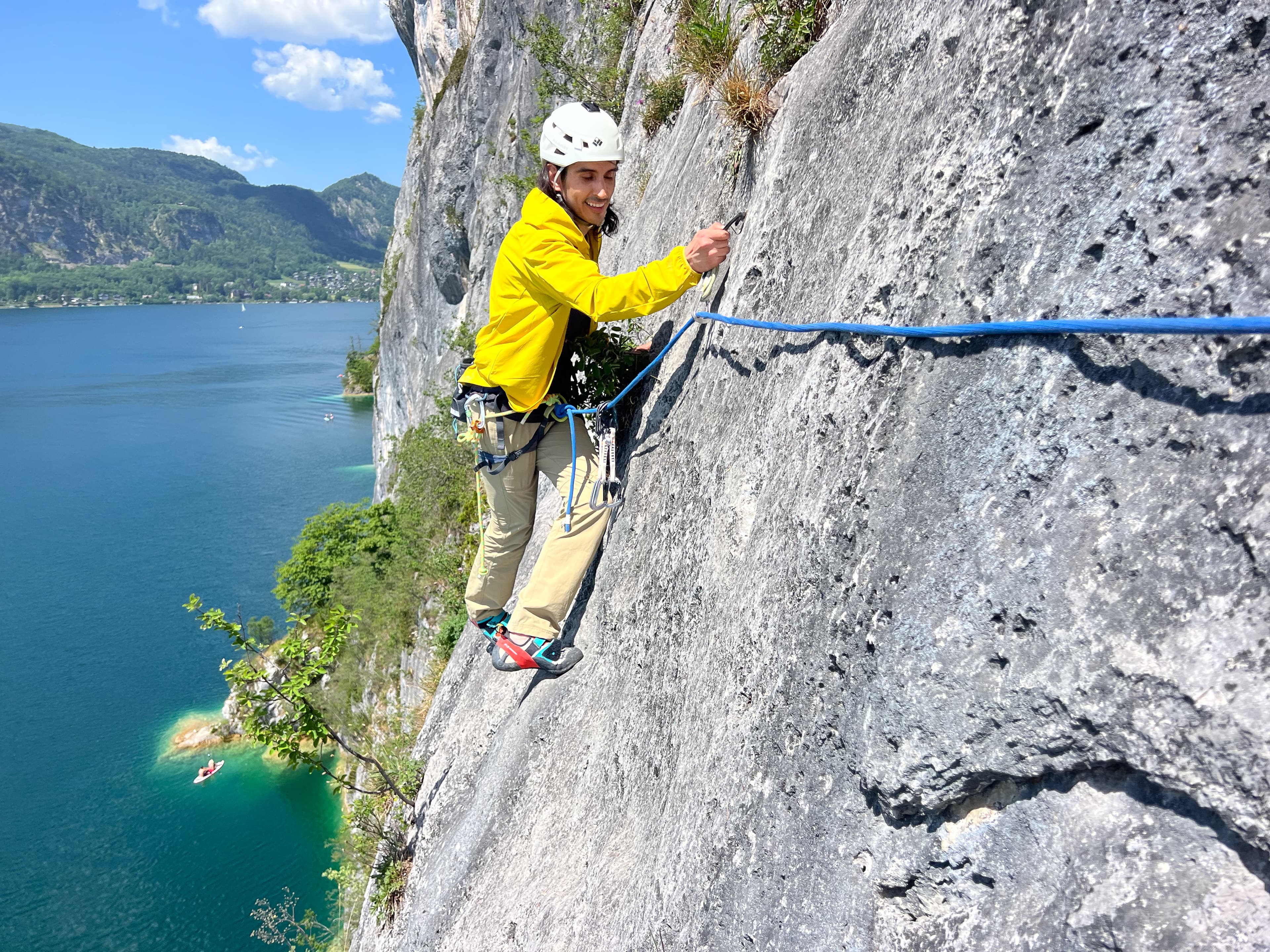 Seenot Klettern mit Seeblick Wolfgangsee