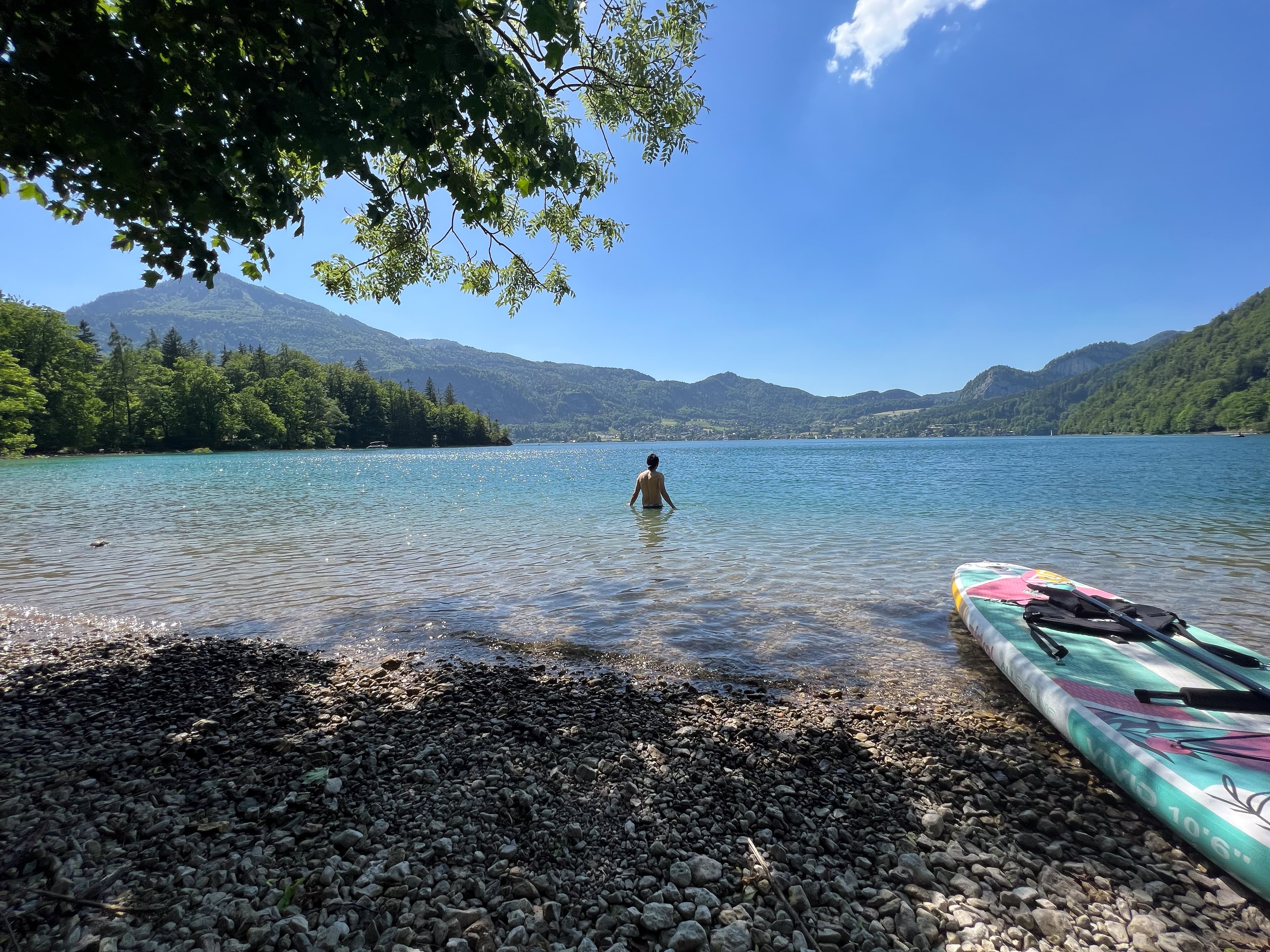 Seenot Klettern mit Seeblick Wolfgangsee
